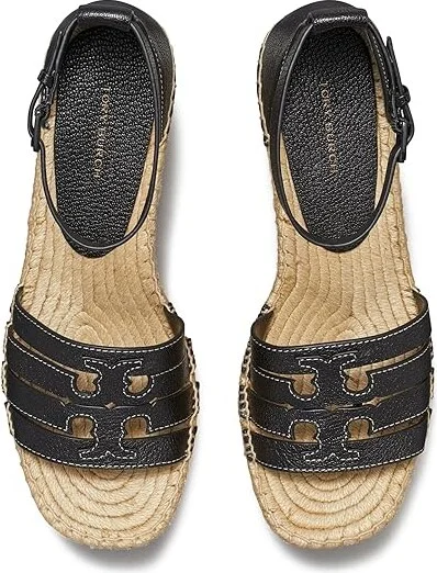 Tory Burch 80 mm Ines Cage Wedge Espadrille Women's Sandals Perfect Black : 10 M, Leather/Rubber - Image 2