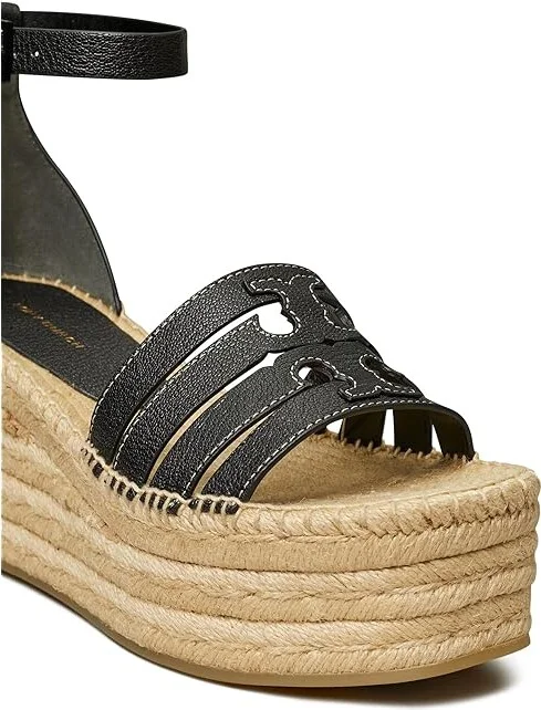 Tory Burch 80 mm Ines Cage Wedge Espadrille Women's Sandals Perfect Black : 10 M, Leather/Rubber - Image 3