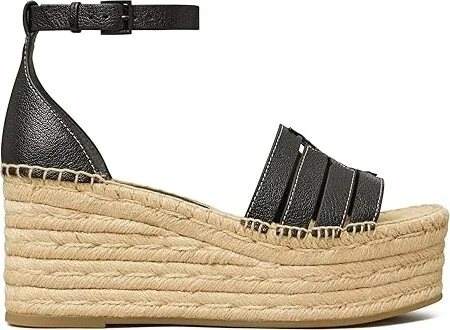 Tory Burch 80 mm Ines Cage Wedge Espadrille Women's Sandals Perfect Black : 10 M, Leather/Rubber - Image 4