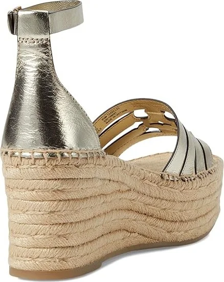 Tory Burch 80 mm Ines Cage Wedge Espadrille Women's Sandals Spark Gold : 9.5 M, Leather/Rubber - Image 4