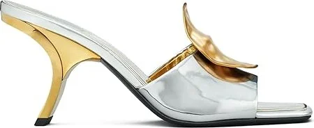 Tory Burch 80 mm Patos Mismatch Heel Sandal Women's Shoes Argento/Gold/Gold : 5 M, Leather - Image 4