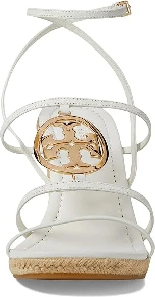 Tory Burch 85 mm Capri Miller Espadrille Wedge Women's Sandals Blanc/Gold : 7.5 M, Leather - Image 2