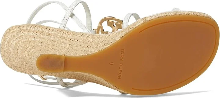 Tory Burch 85 mm Capri Miller Espadrille Wedge Women's Sandals Blanc/Gold : 7.5 M, Leather - Image 3