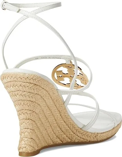 Tory Burch 85 mm Capri Miller Espadrille Wedge Women's Sandals Blanc/Gold : 7.5 M, Leather - Image 4