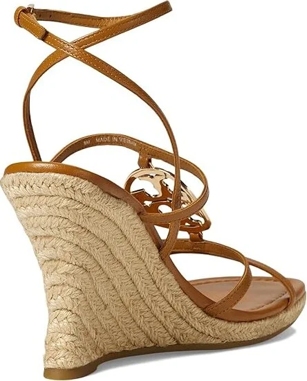 Tory Burch 85 mm Capri Miller Espadrille Wedge Women's Sandals Caramel Corn/Gold : 9.5 M, Leather - Image 4