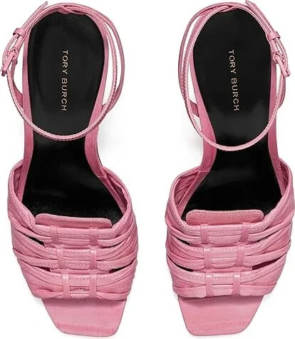 Tory Burch 85 mm Ruched Heel Sandals Women's Sandals Pink Bubblegum : 5 M, Leather - Image 2