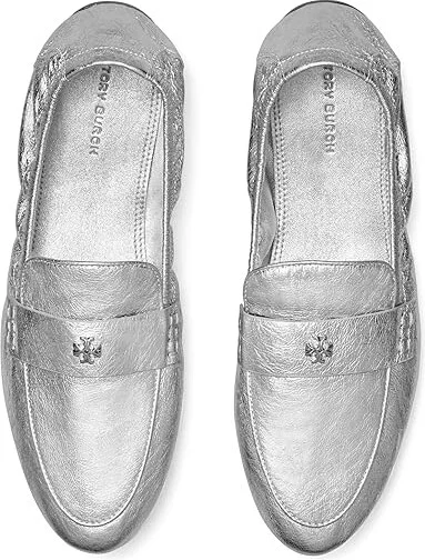 Tory Burch Ballet Loafer Women's Shoes Shiny Silver : 6.5 M, Suede - Image 2