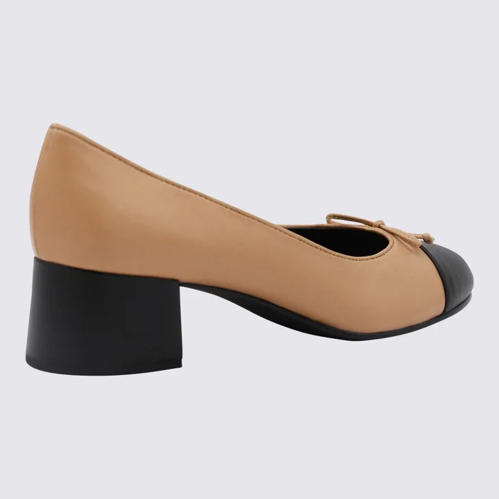 Tory Burch Beige And Black Leather Pumps - Image 2