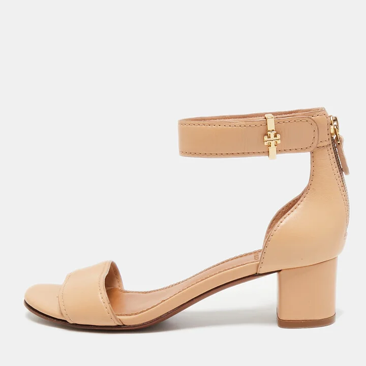 Tory Burch Beige Leather Ankle Strap Sandals Size 35.5