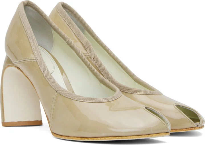 Tory Burch Beige Peep Toe 90mm Heels - Image 4