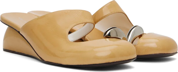 Tory Burch Beige Pierced Wedge Mules - Image 4