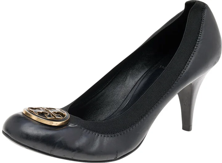 Tory Burch Black Leather And Elastic Caroline Pumps Size 40
