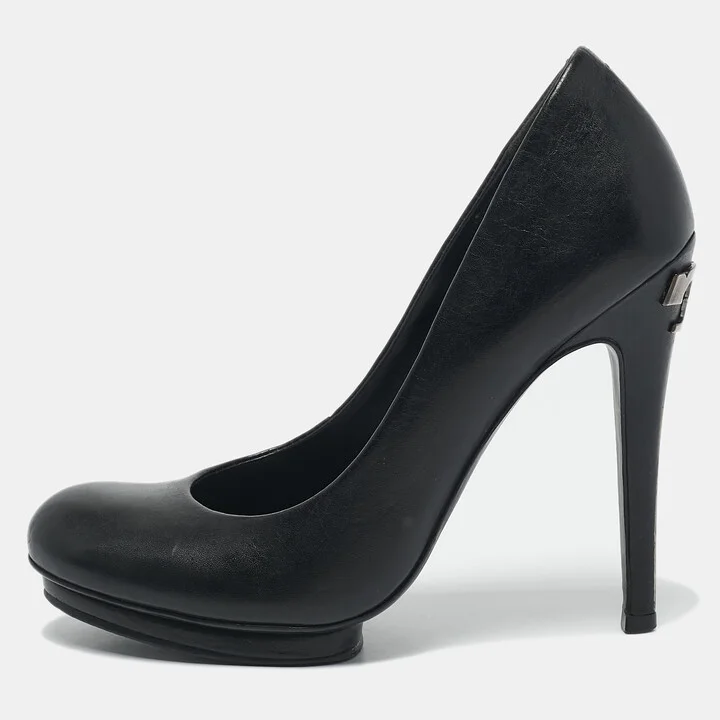 Tory Burch Black Leather Platform Pumps Size 38