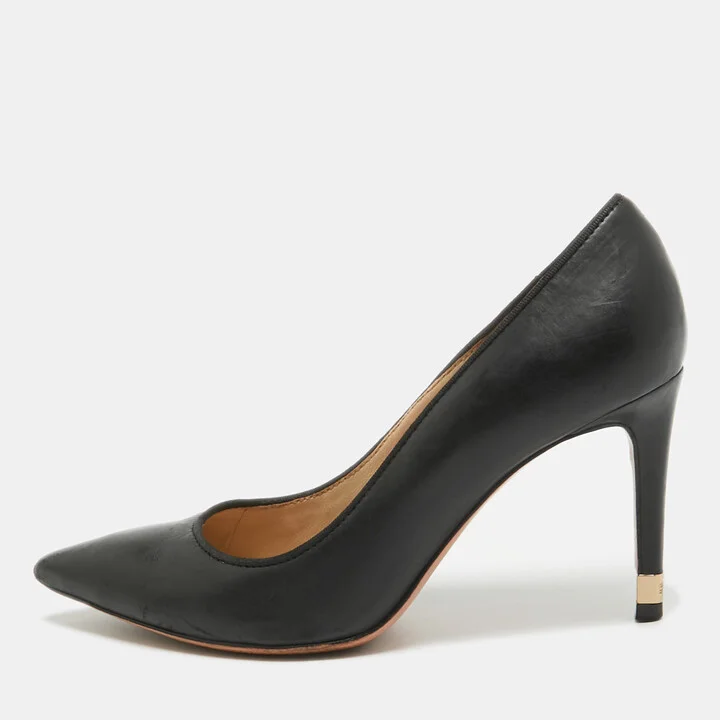 Tory Burch Black Leather Pointed Toe Pumps Size 36.5