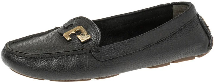Tory Burch Black Leather Slip on Loafers Size 38
