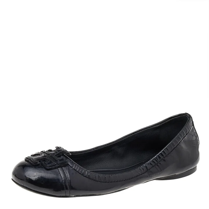 Tory Burch Black Patent Leather Flats Size 35