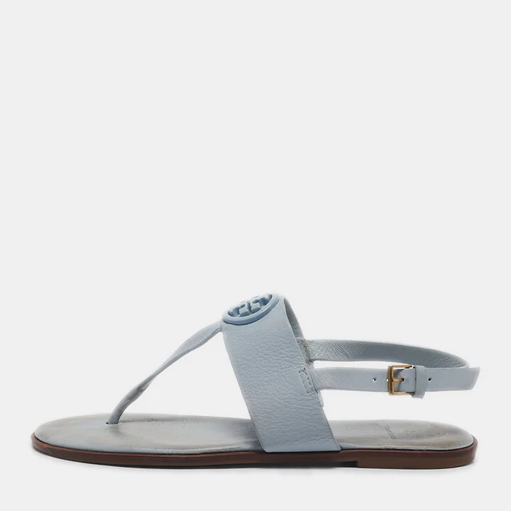 Tory Burch Blue Leather Slingback Sandals Size 37