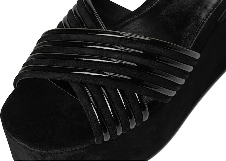 Tory Burch Bombe Cross Strap Platform Sandal 50 mm Women's Sandals Perfect Black/Perfect Black : 11 M, Leather - Image 7