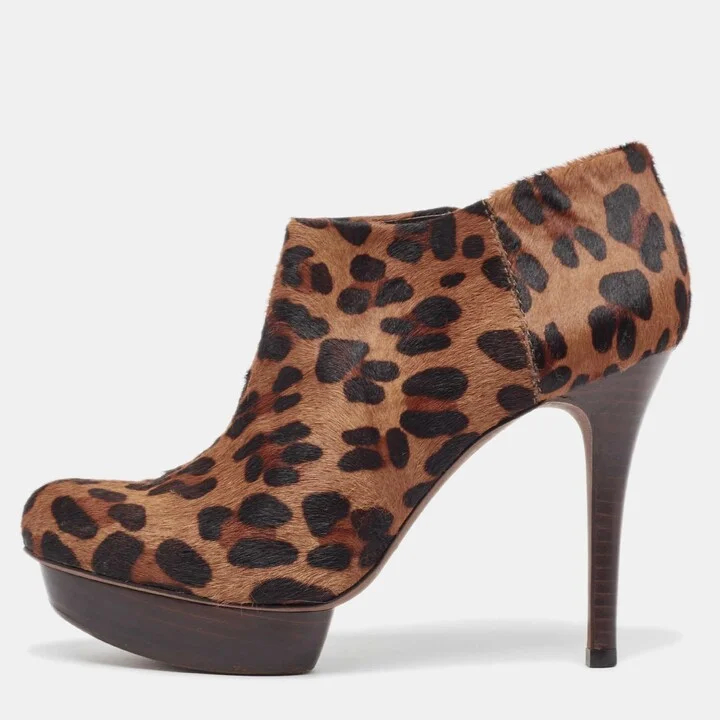 Tory Burch Brown/Beige Calf Hair Booties Size 39