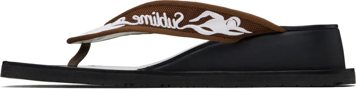 Tory Burch Brown Sublime Wedge Flip-Flops - Image 3