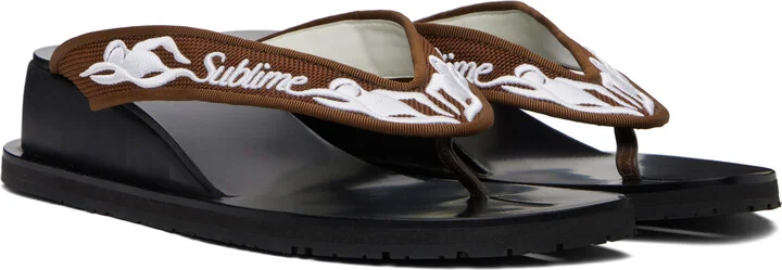 Tory Burch Brown Sublime Wedge Flip-Flops - Image 4