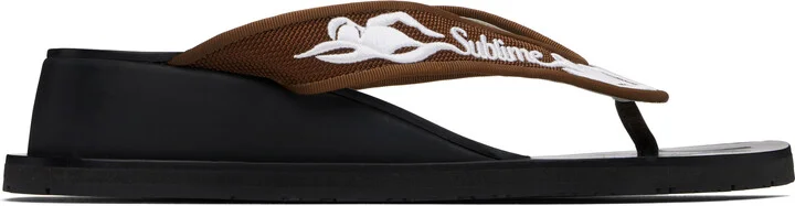 Tory Burch Brown Sublime Wedge Flip-Flops