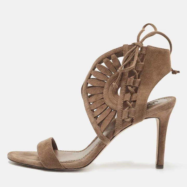 Tory Burch Brown Suede Ankle Strap Sandals Size 36.5