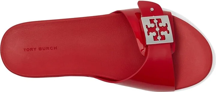 Tory Burch Buckle Slide Women's Shoes Lipstick Red/Silver : 8 M, Synthetic - Image 2