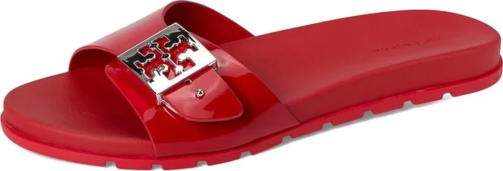 Tory Burch Buckle Slide Women's Shoes Lipstick Red/Silver : 8 M, Synthetic - Image 5