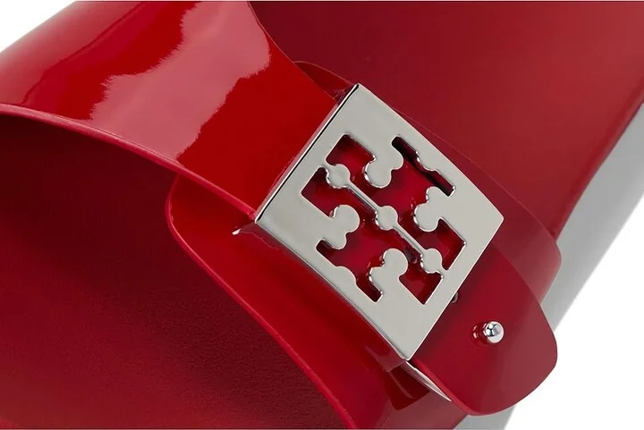 Tory Burch Buckle Slide Women's Shoes Lipstick Red/Silver : 8 M, Synthetic - Image 7