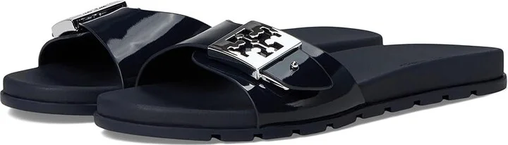 Tory Burch Buckle Slide Women's Shoes New Navy/Silver : 6 M, Synthetic