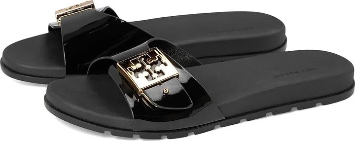 Tory Burch Buckle Slide Women's Shoes Perfect Black/Gold/Perfect Black : 10 M, Synthetic