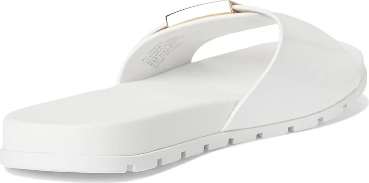 Tory Burch Buckle Slide Women's Shoes White/Gold/White : 11 M, Synthetic - Image 4
