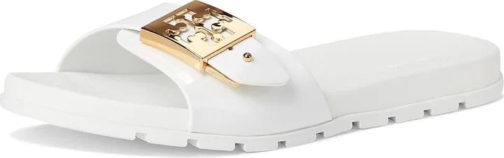Tory Burch Buckle Slide Women's Shoes White/Gold/White : 11 M, Synthetic - Image 5