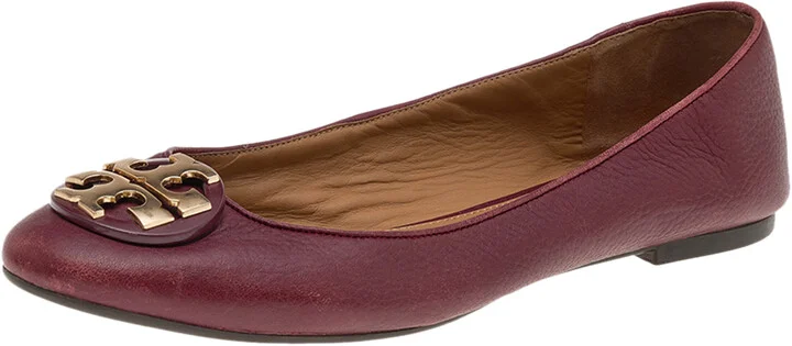 Tory Burch Burgundy Leather Ballet Flats Size 39.5