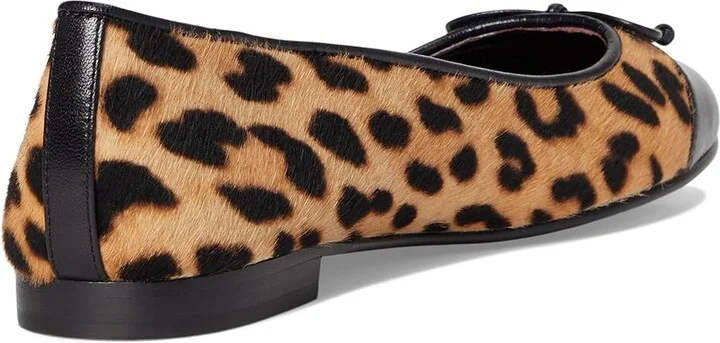 Tory Burch Cap-Toe Ballet Women's Shoes Classic Leopard/Perfect Black : 5.5 M, Leather - Image 4