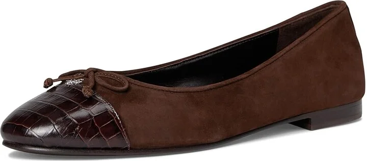 Tory Burch Cap-Toe Ballet Women's Shoes Dark Cocoa/Dark Cocoa : 9.5 M, Leather - Image 5