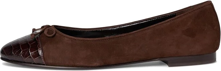 Tory Burch Cap-Toe Ballet Women's Shoes Dark Cocoa/Dark Cocoa : 9.5 M, Leather - Image 6