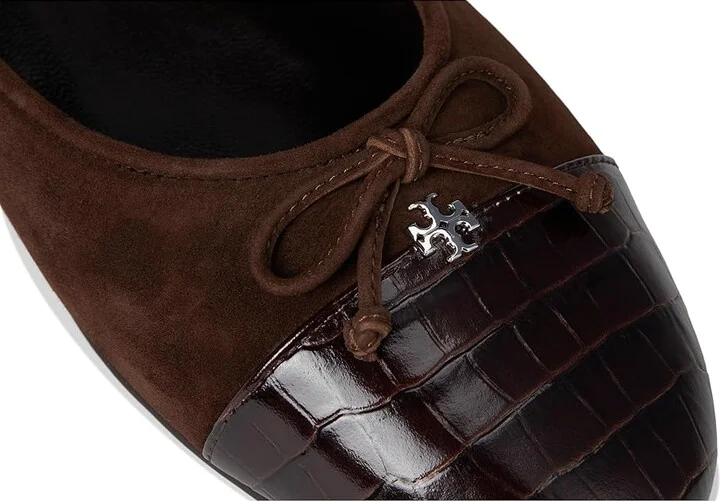 Tory Burch Cap-Toe Ballet Women's Shoes Dark Cocoa/Dark Cocoa : 9.5 M, Leather - Image 7