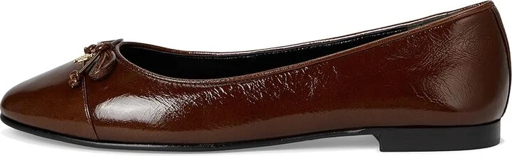 Tory Burch Cap-Toe Ballet Women's Shoes Dark Maple/Dark Maple : 6 M, Leather - Image 6
