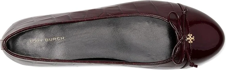 Tory Burch Cap-Toe Ballet Women's Shoes Deep Burgundy/Deep Burgundy : 10.5 M, Leather - Image 2