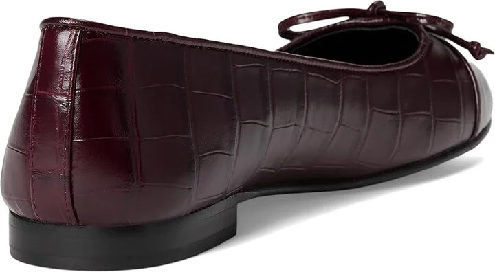 Tory Burch Cap-Toe Ballet Women's Shoes Deep Burgundy/Deep Burgundy : 10.5 M, Leather - Image 4