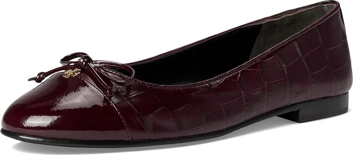 Tory Burch Cap-Toe Ballet Women's Shoes Deep Burgundy/Deep Burgundy : 10.5 M, Leather - Image 5
