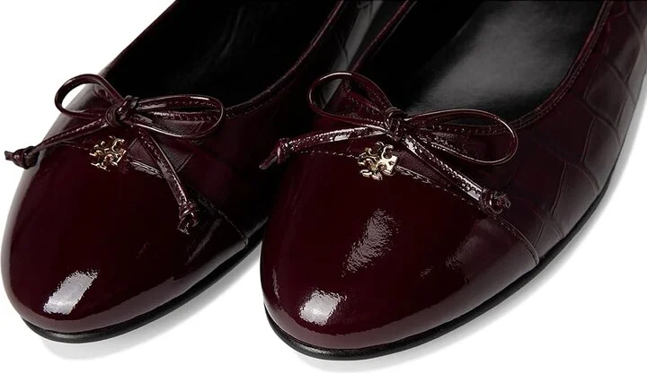 Tory Burch Cap-Toe Ballet Women's Shoes Deep Burgundy/Deep Burgundy : 10.5 M, Leather - Image 7