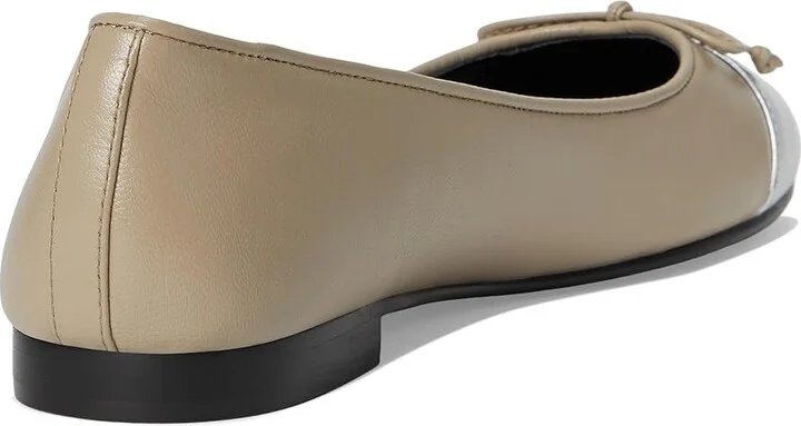Tory Burch Cap-Toe Ballet Women's Shoes Oyster/Silver : 8.5 M, Leather - Image 4