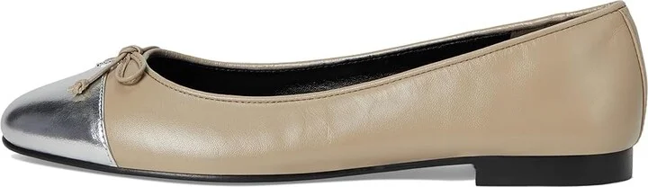 Tory Burch Cap-Toe Ballet Women's Shoes Oyster/Silver : 8.5 M, Leather - Image 6