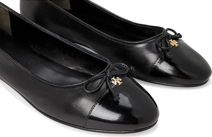 Tory Burch Cap-Toe Ballet Women's Shoes Perfect Black/Perfect Black : 10 M, Leather - Image 7
