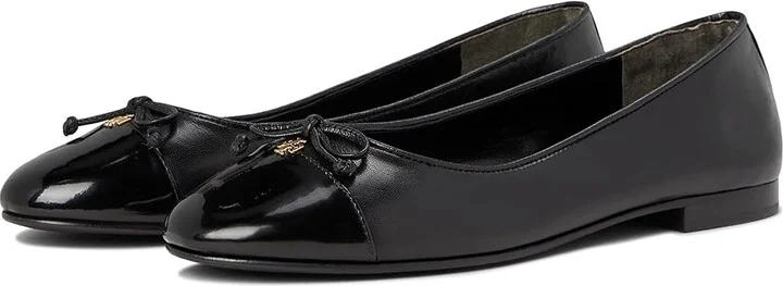 Tory Burch Cap-Toe Ballet Women's Shoes Perfect Black/Perfect Black : 10 M, Leather
