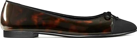 Tory Burch Cap-Toe Ballet Women's Shoes Tortoise Patent/Perfect Black : 10 M, Leather - Image 4