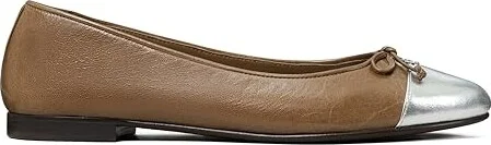 Tory Burch Cap-Toe Ballet Women's Shoes Wild Mushroom/Silver : 6 M, Leather - Image 4